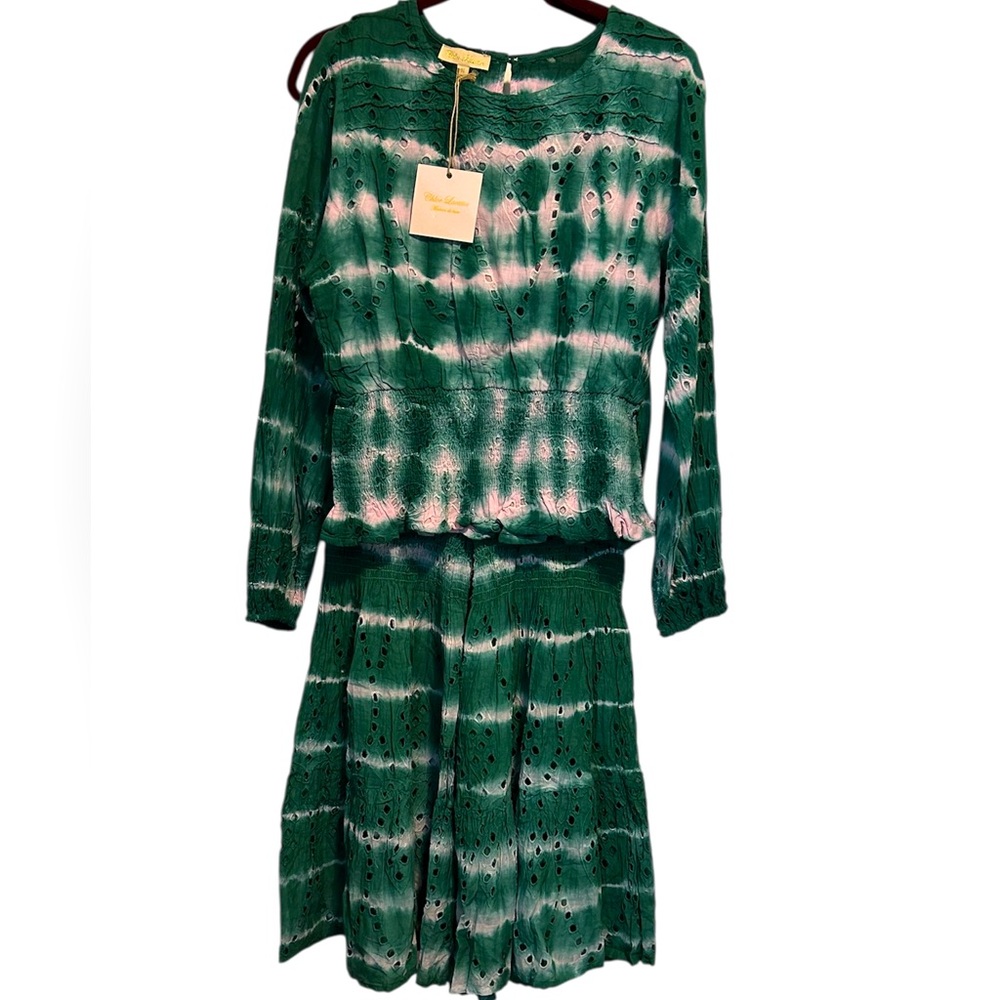 NWT 2 Piece Set Tie-Dye Eyelet Top & Flare Bottoms by Chloe Laetitia